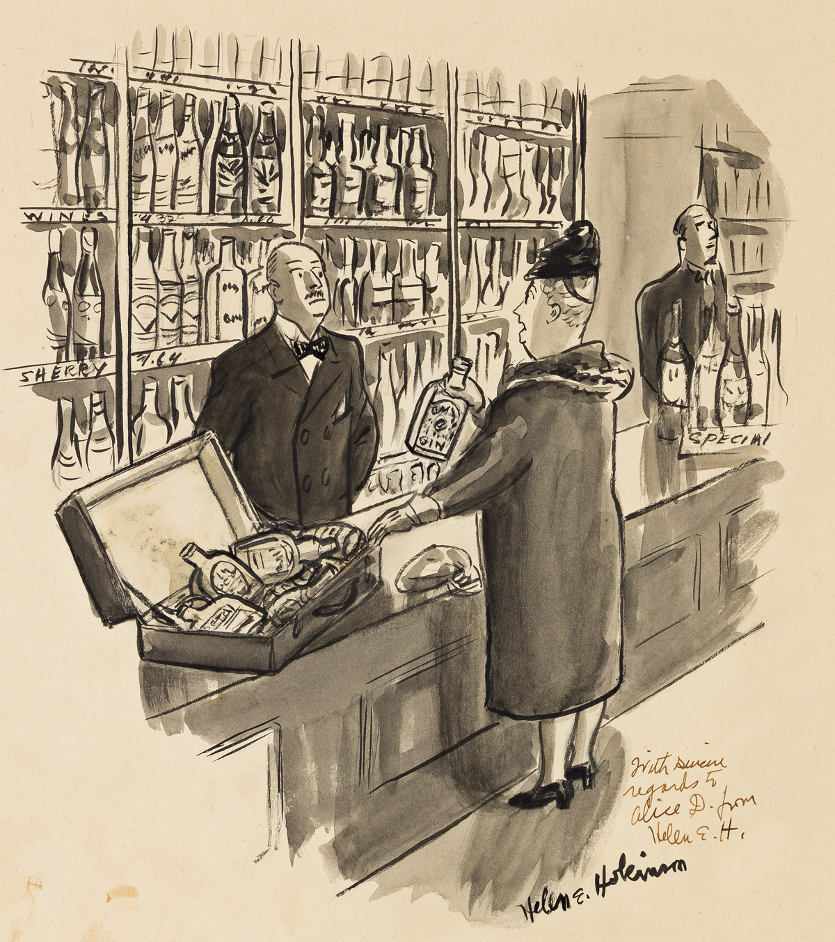 HELEN HOKINSON (1893-1949) You mean I dont get anything back on the bottles? [NEW YORKER / CARTOONS]